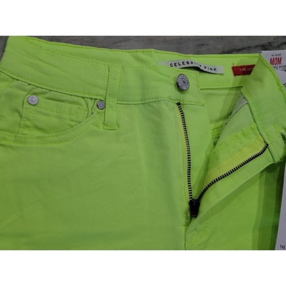 Celebrity Pink High Rise Mom Shorts Neon Yellow Size 15 32 - Picture 3 of 7